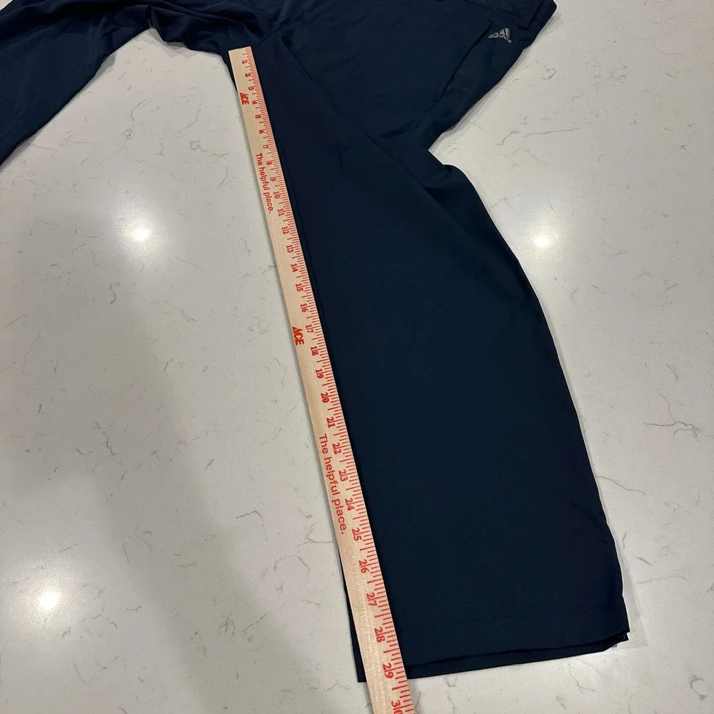 Adidas Mens Golf Pants Navy Blue Flat Front Performance Trousers 36x30